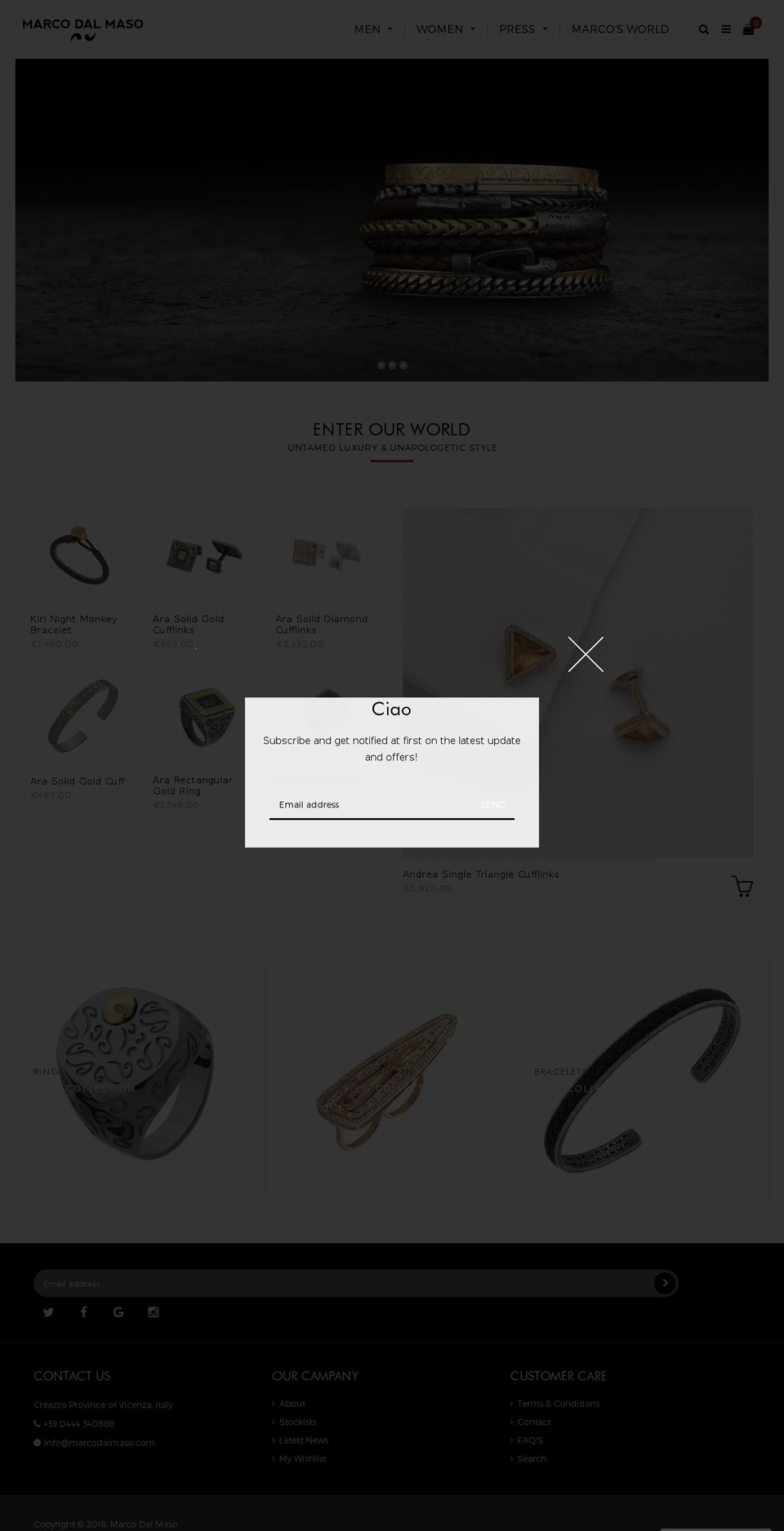 marcodalmaso.com shopify website screenshot