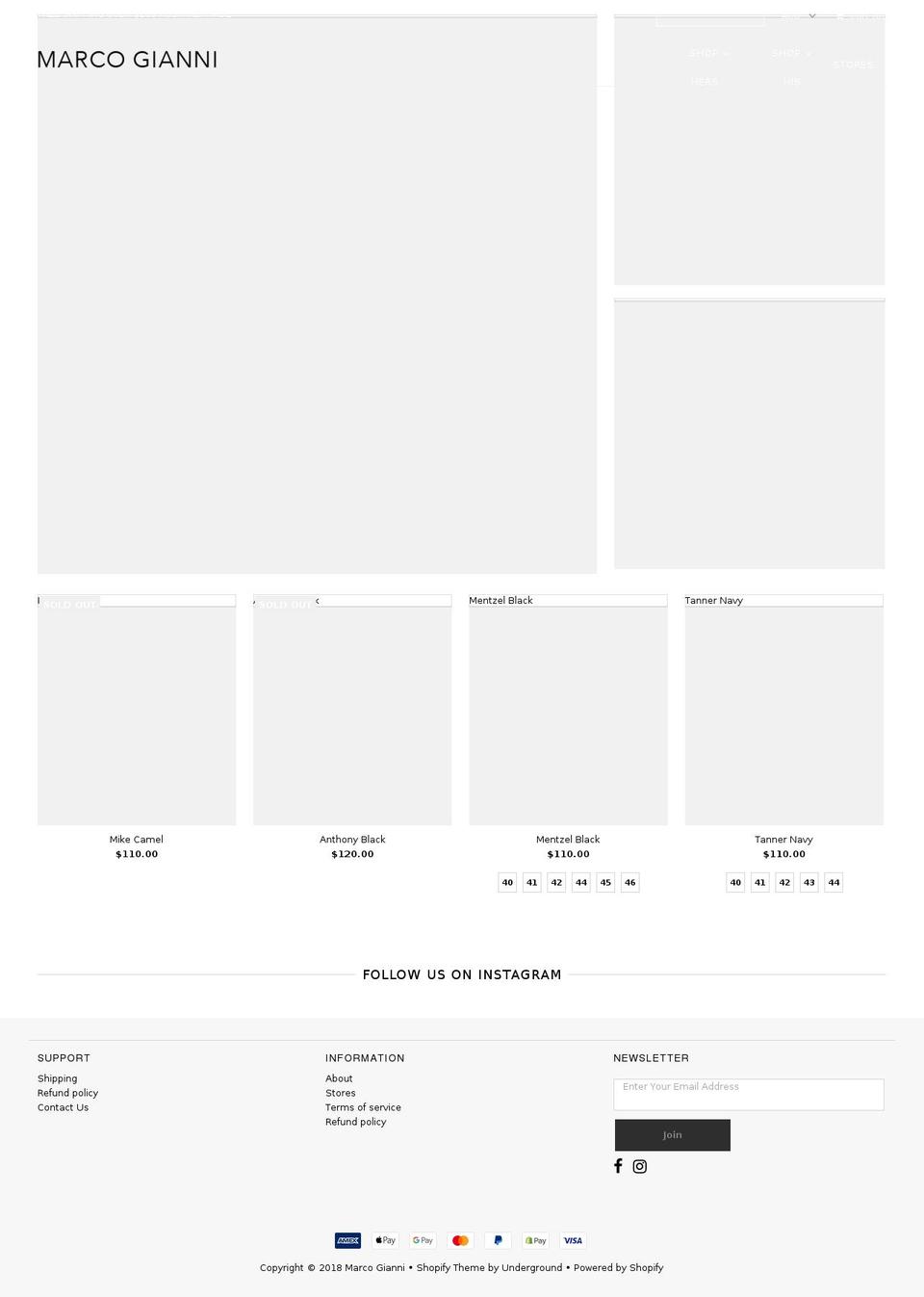 marcogianni.com — Shopify storefront screenshot