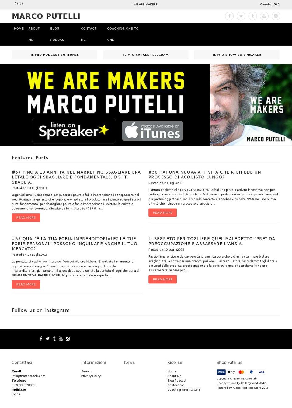 marcoputelli.com — Shopify storefront screenshot
