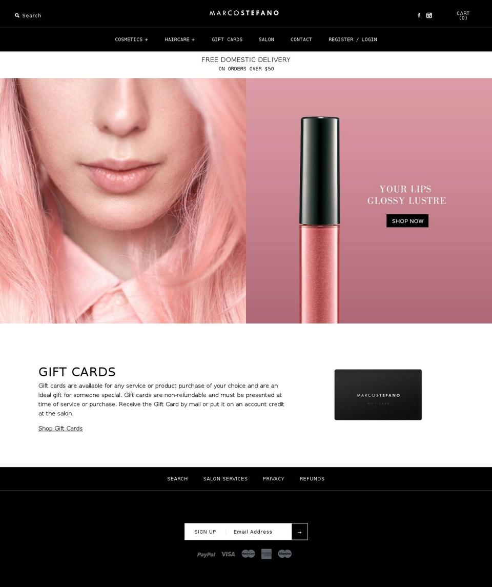 marcostefanosalon.com — Shopify storefront screenshot