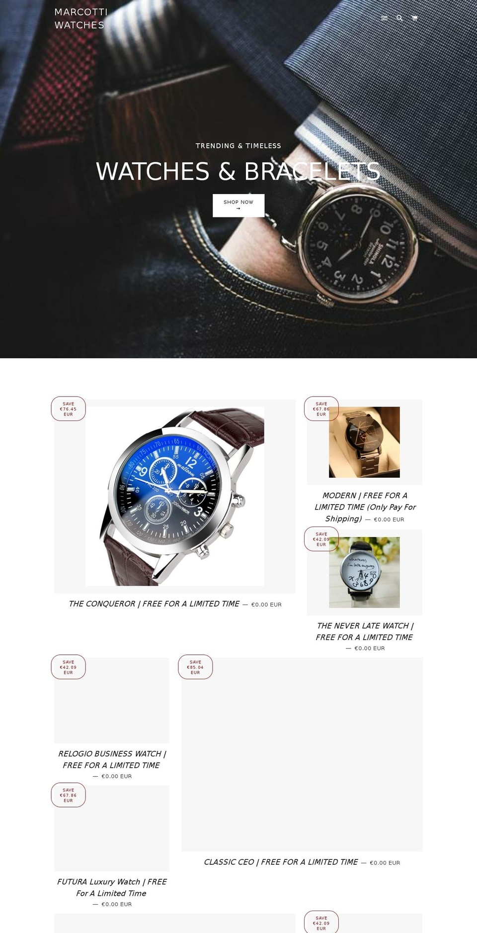 marcottiwatches.com — Shopify storefront screenshot