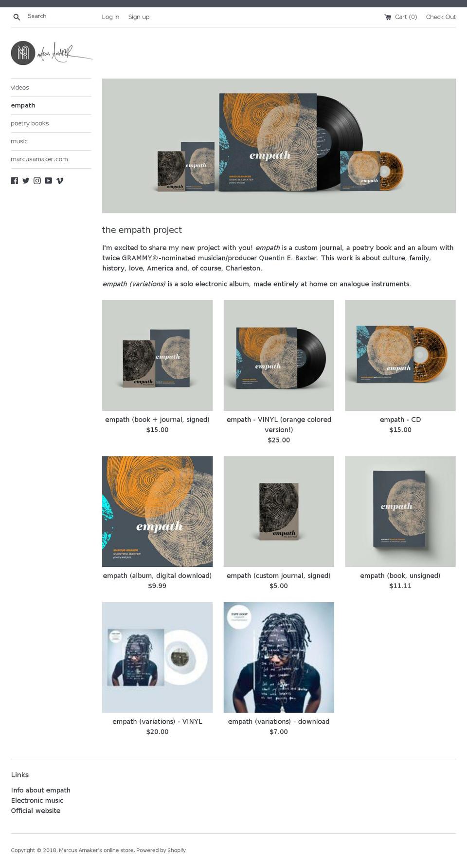 marcusamakerstore.com shopify website screenshot