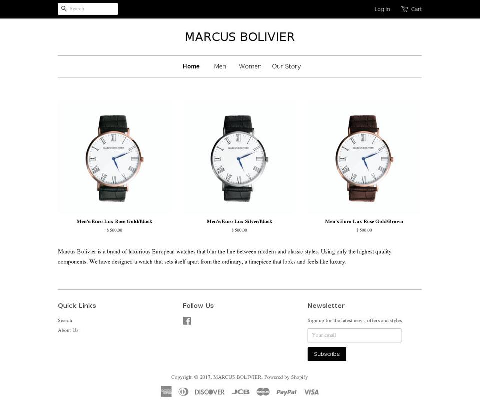 marcusbolivier.com shopify website screenshot