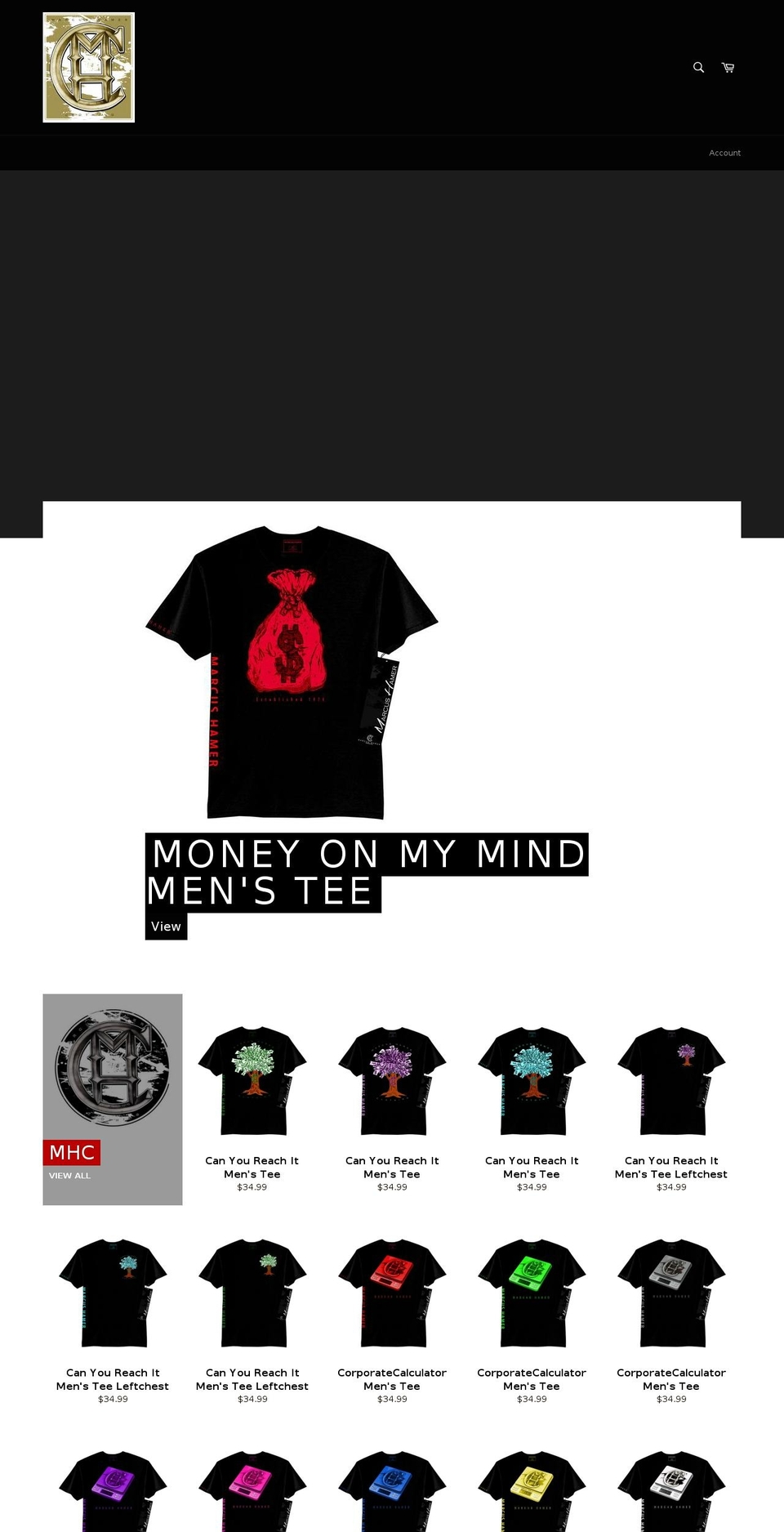marcushamerclothing.com shopify website screenshot