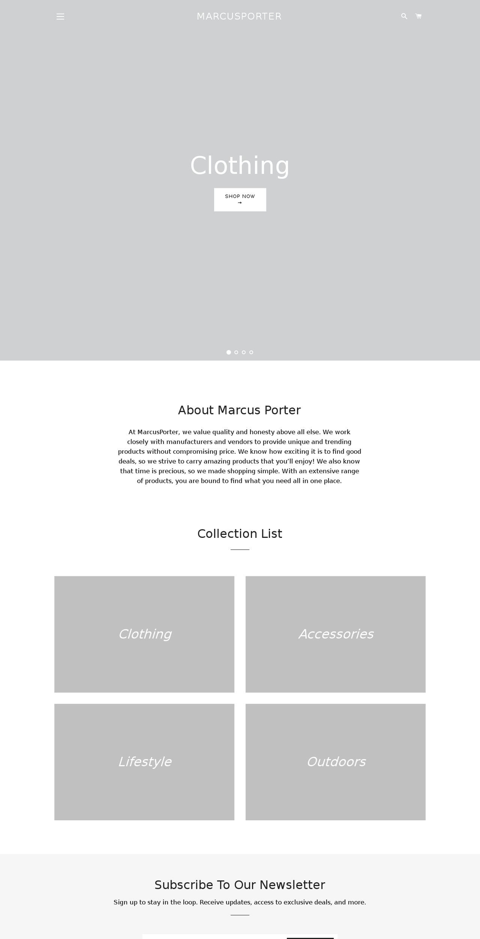 marcusporter.com — Shopify storefront screenshot