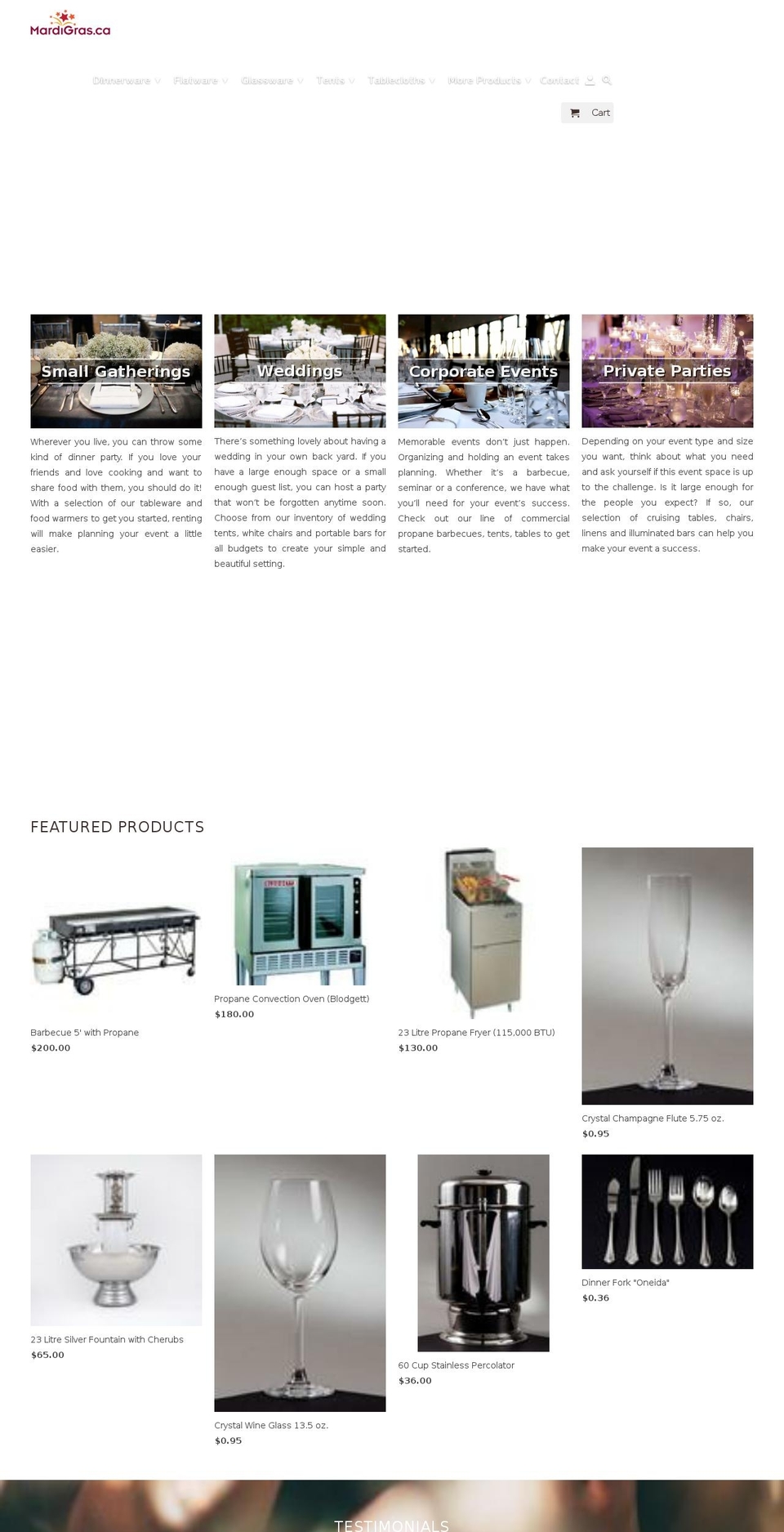 mardigras.ca shopify website screenshot