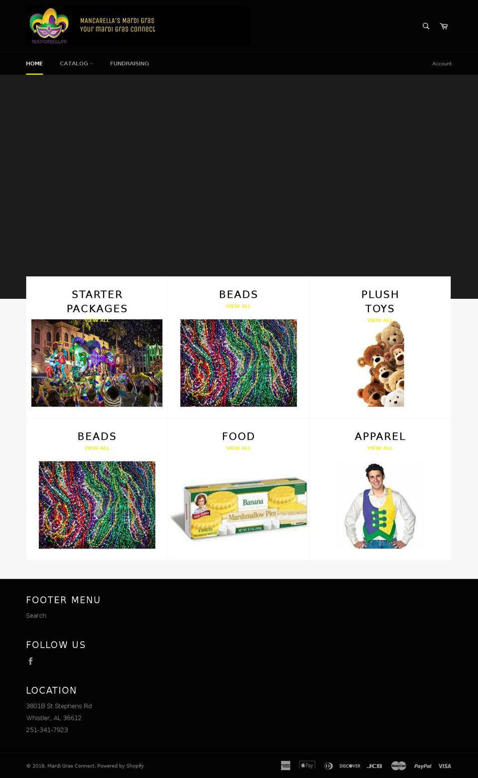mardigrasconnect.com — Shopify storefront screenshot