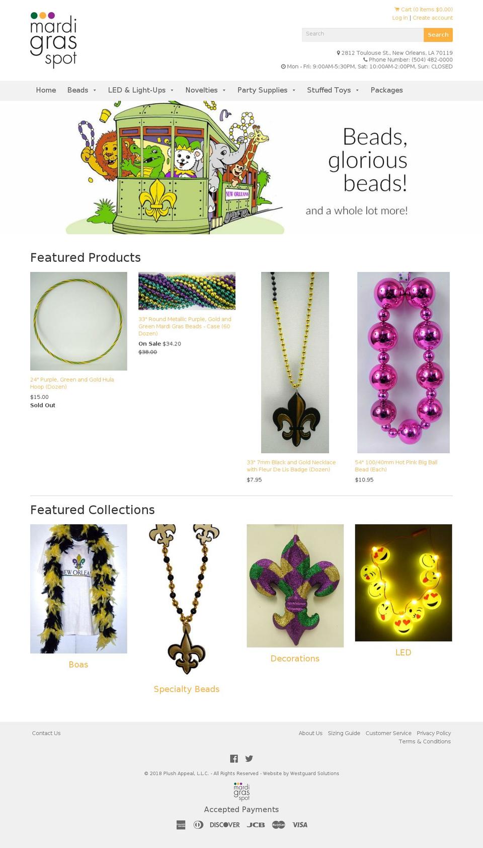 Mardi Gras Spot Shopify theme site example mardigrasspot.com