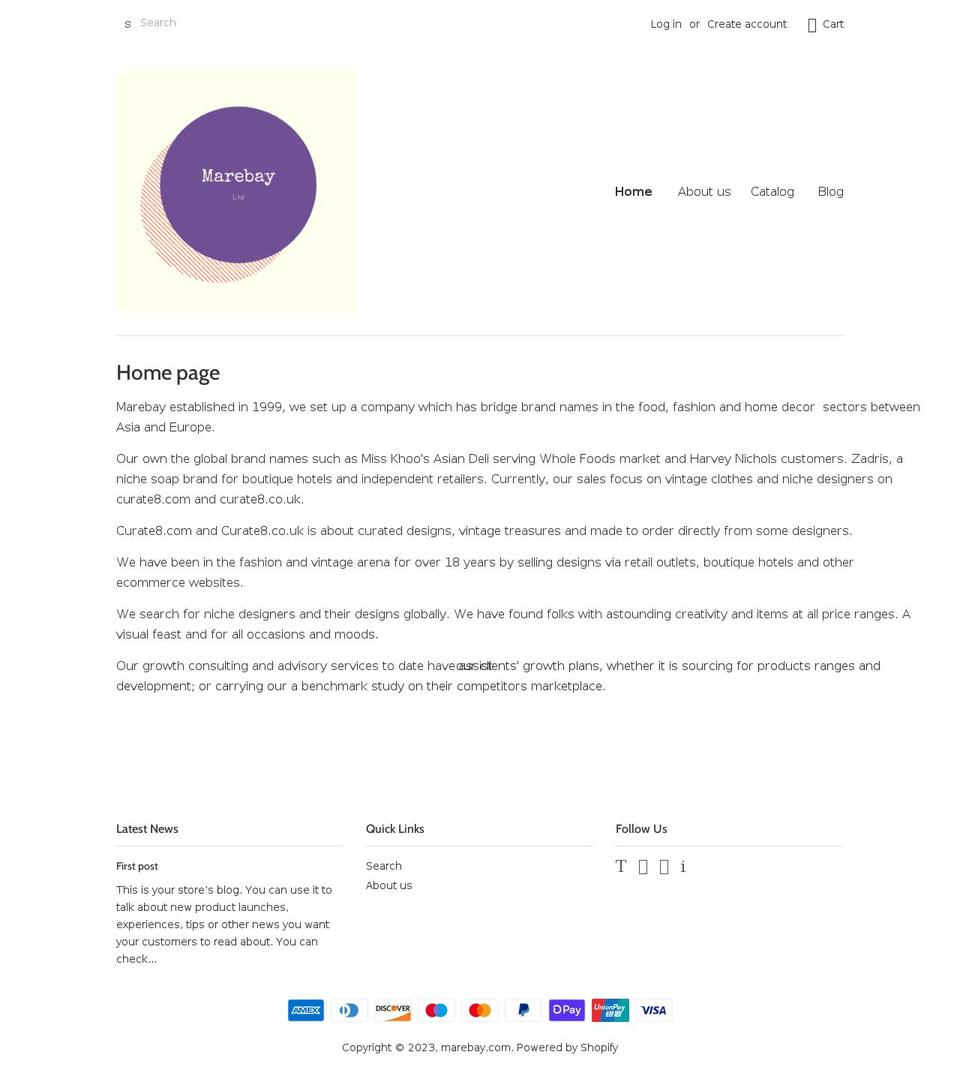 marebay.com shopify website screenshot