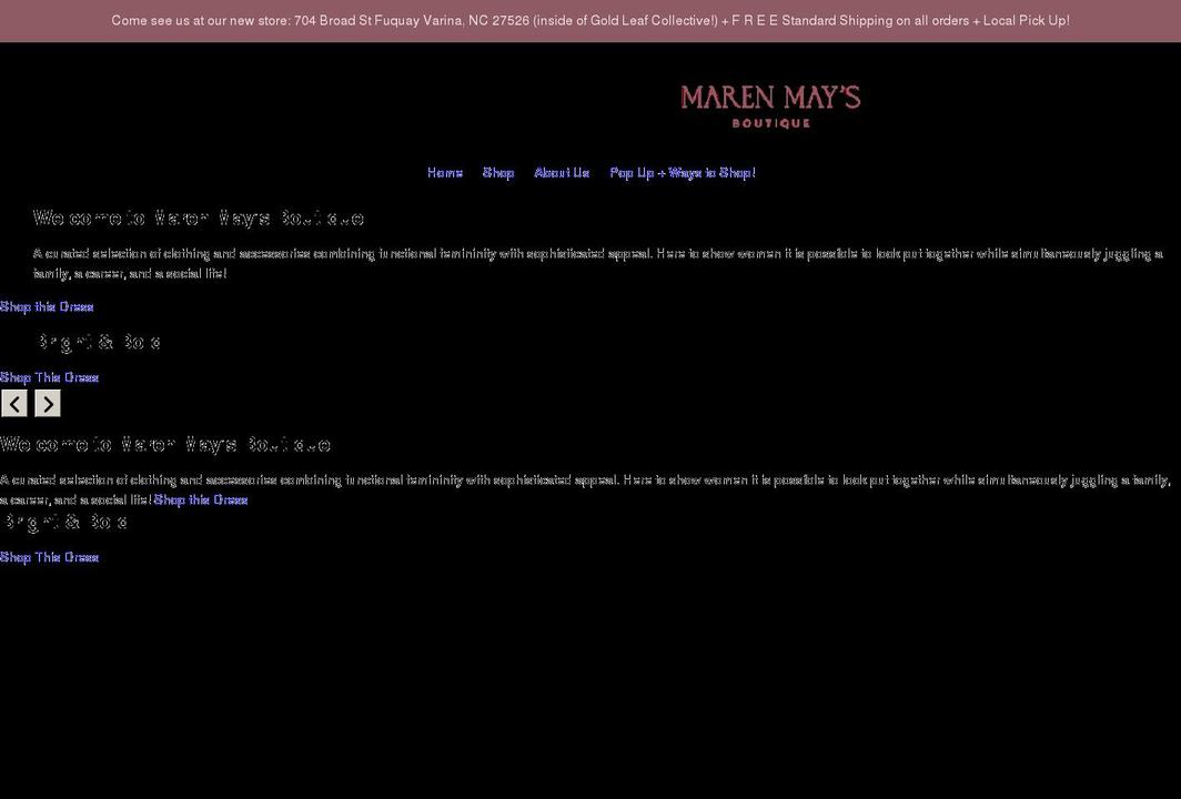 marenmaysboutique.com shopify website screenshot