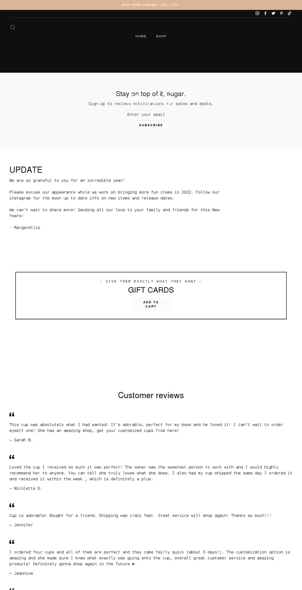margarellis.com shopify website screenshot