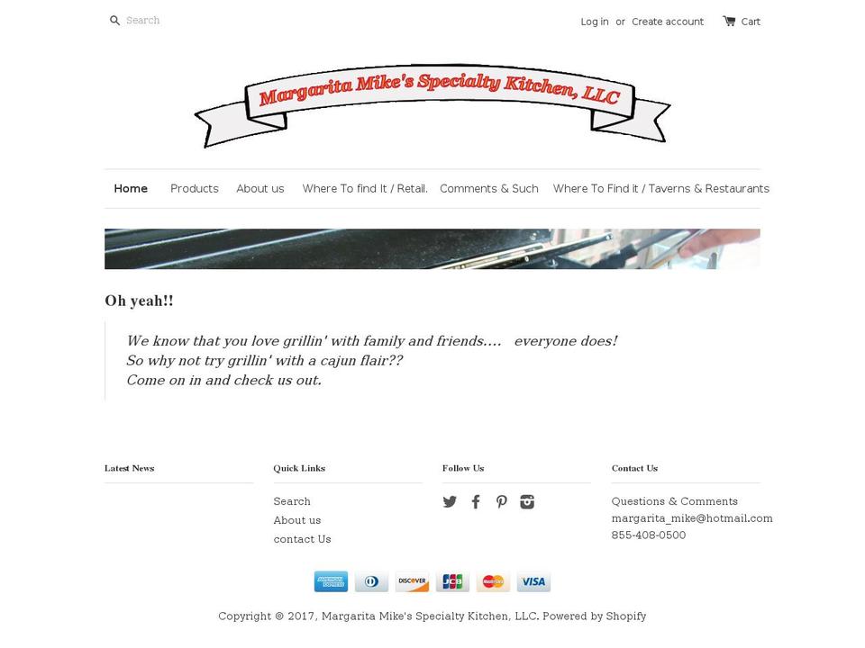 margaritamikesspecialtykitchen.com shopify website screenshot