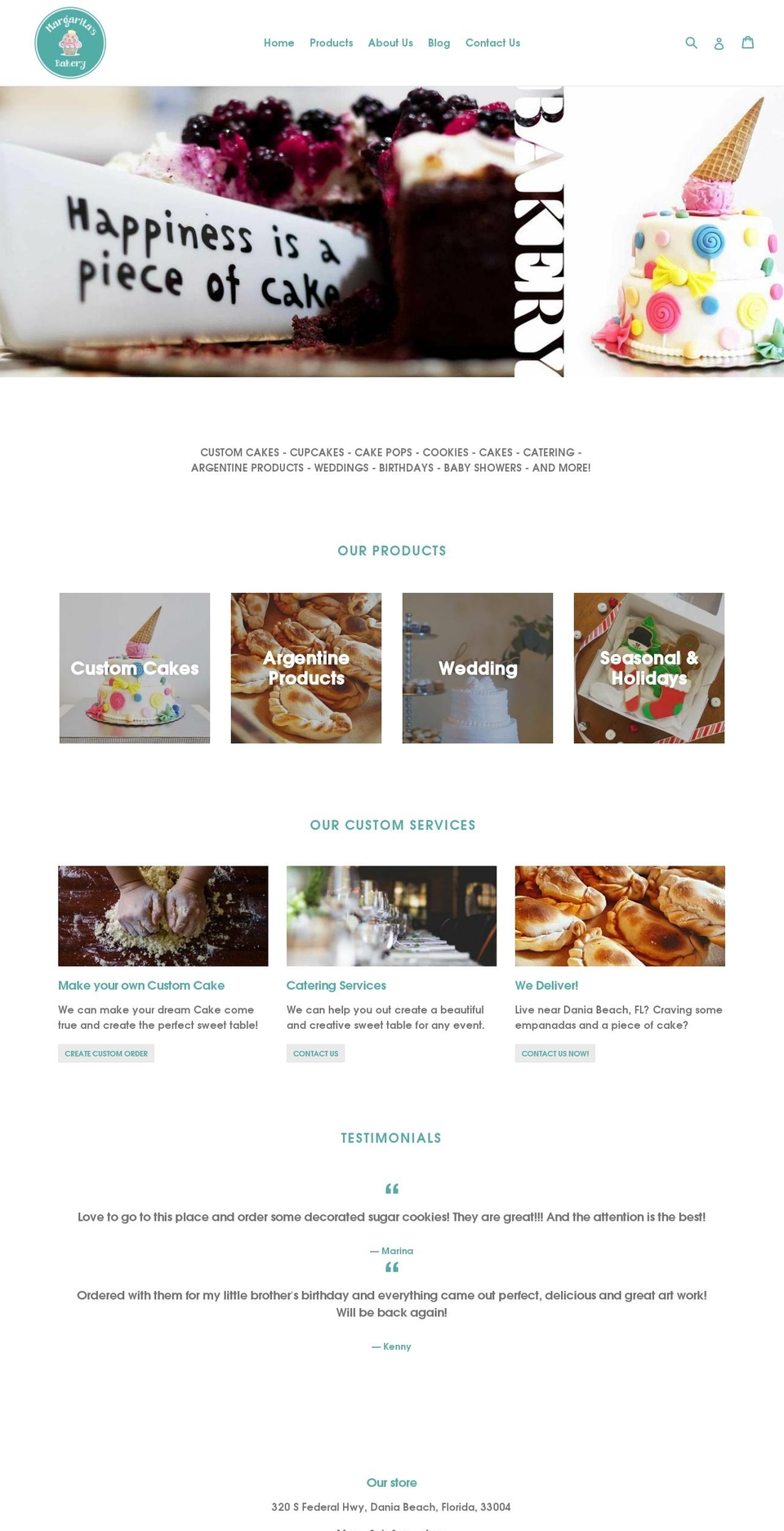 margaritasbakery.com — Shopify storefront screenshot