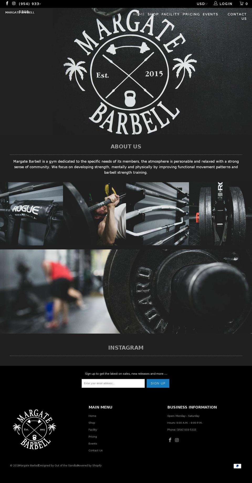 margatebarbell.com shopify website screenshot