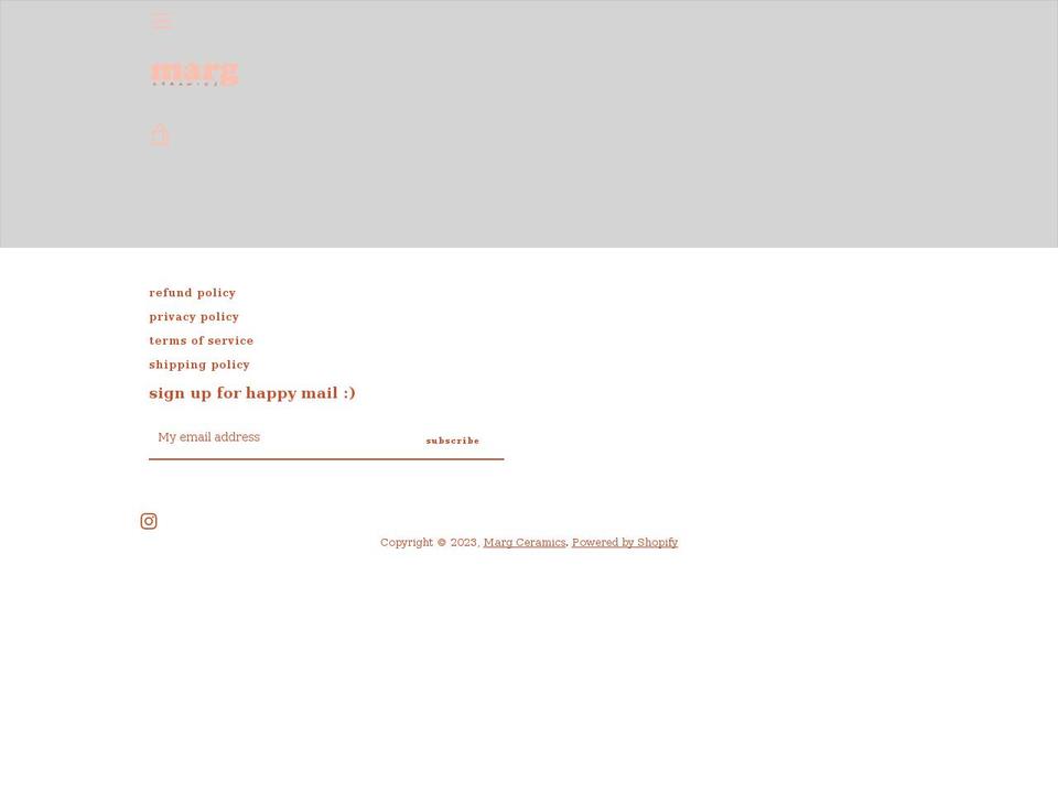 margceramics.com shopify website screenshot