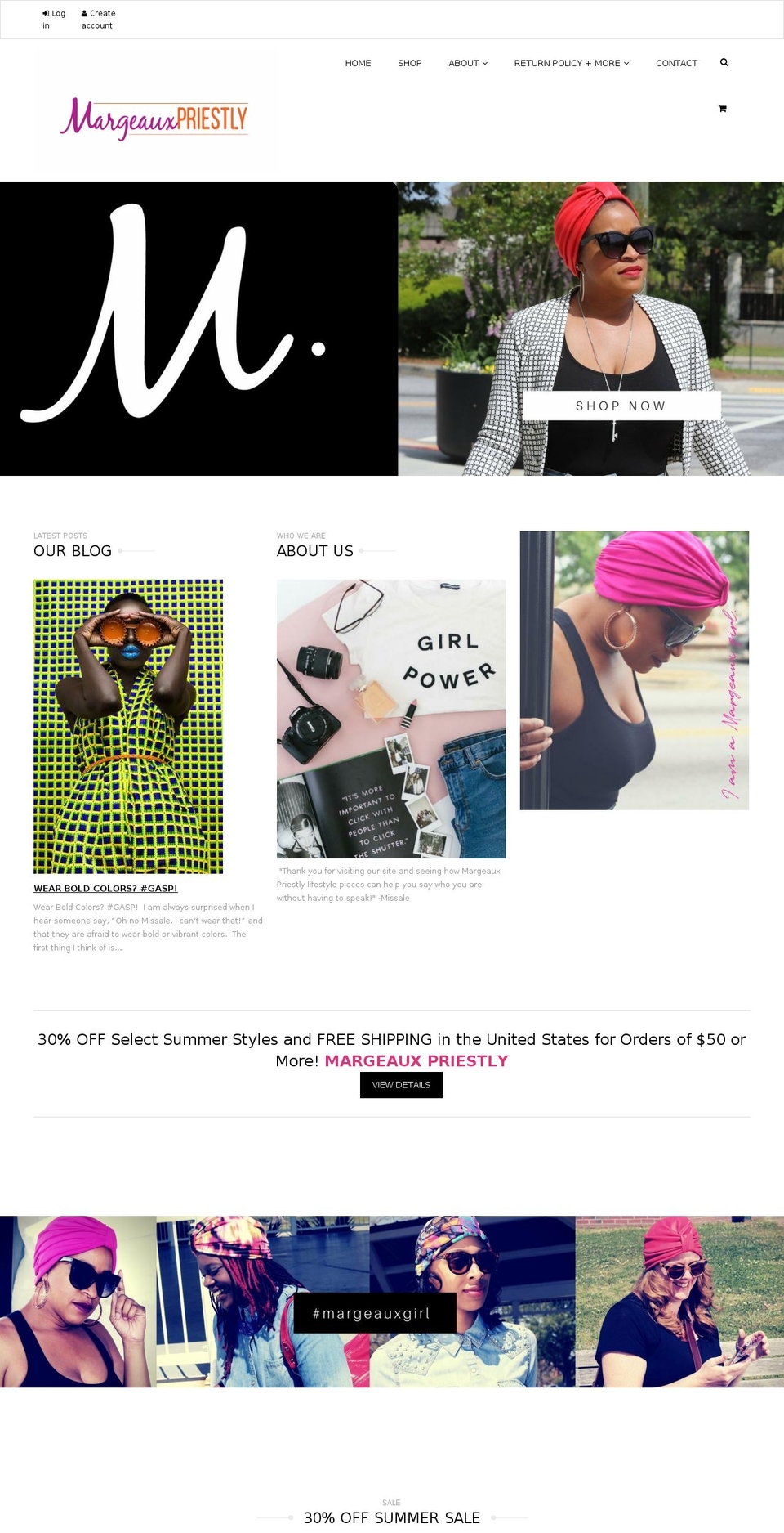 margeauxpriestly.com shopify website screenshot