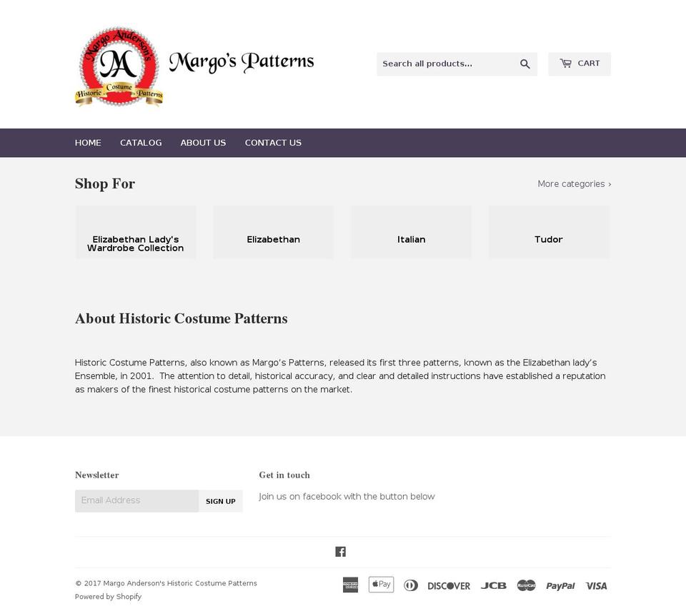 margospatterns.com shopify website screenshot