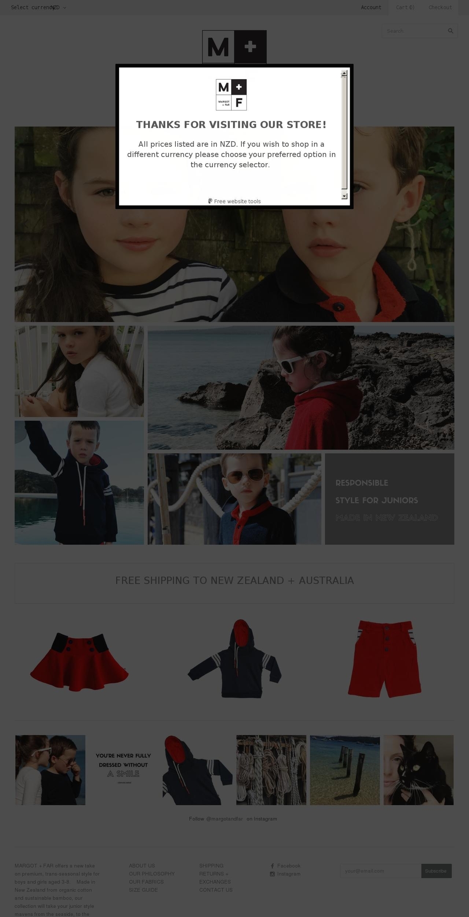 margotandfar.com shopify website screenshot