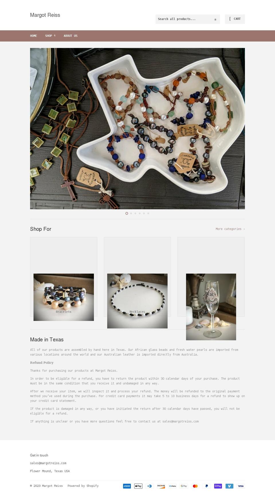 margotreiss.com shopify website screenshot