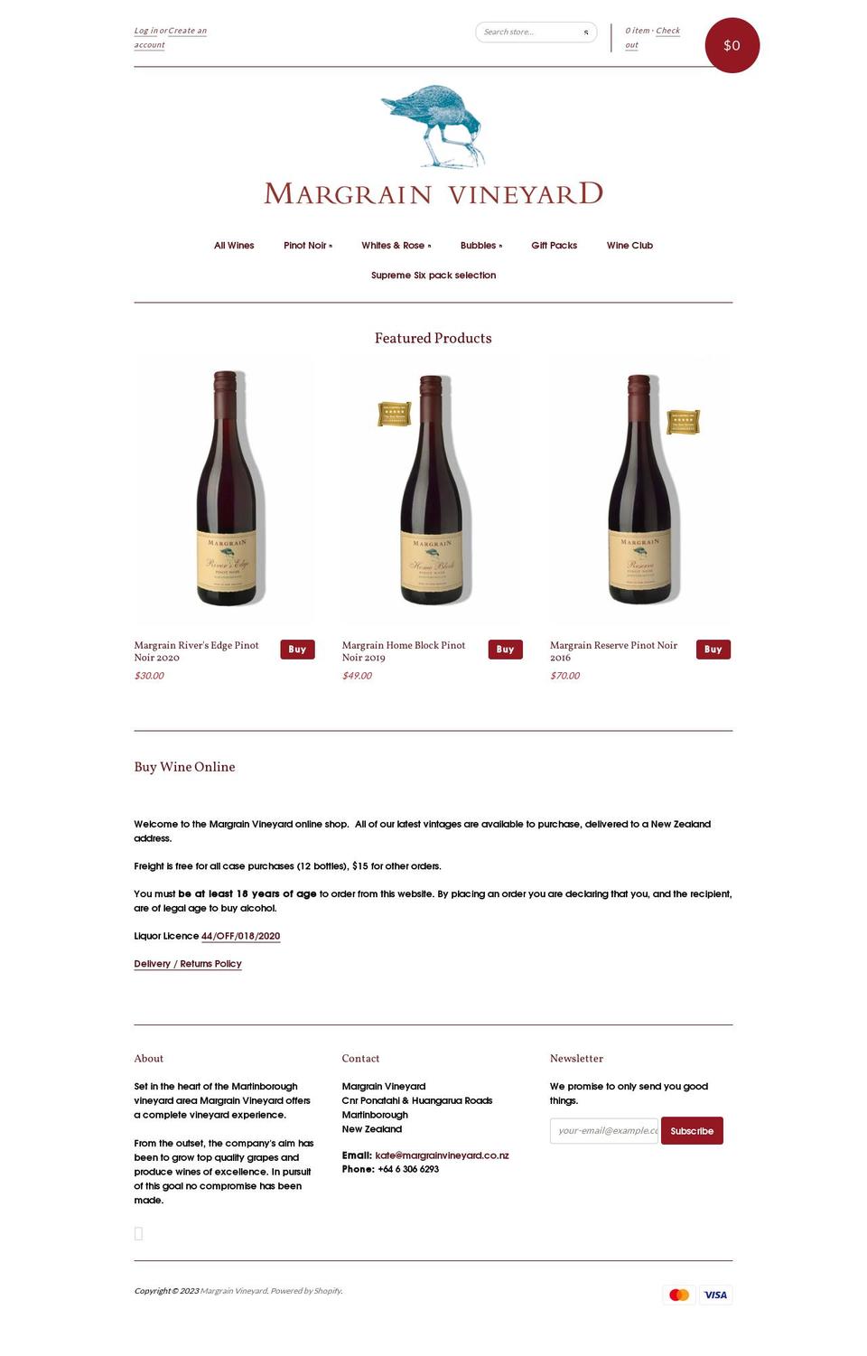 margrain-vineyard.myshopify.com shopify website screenshot