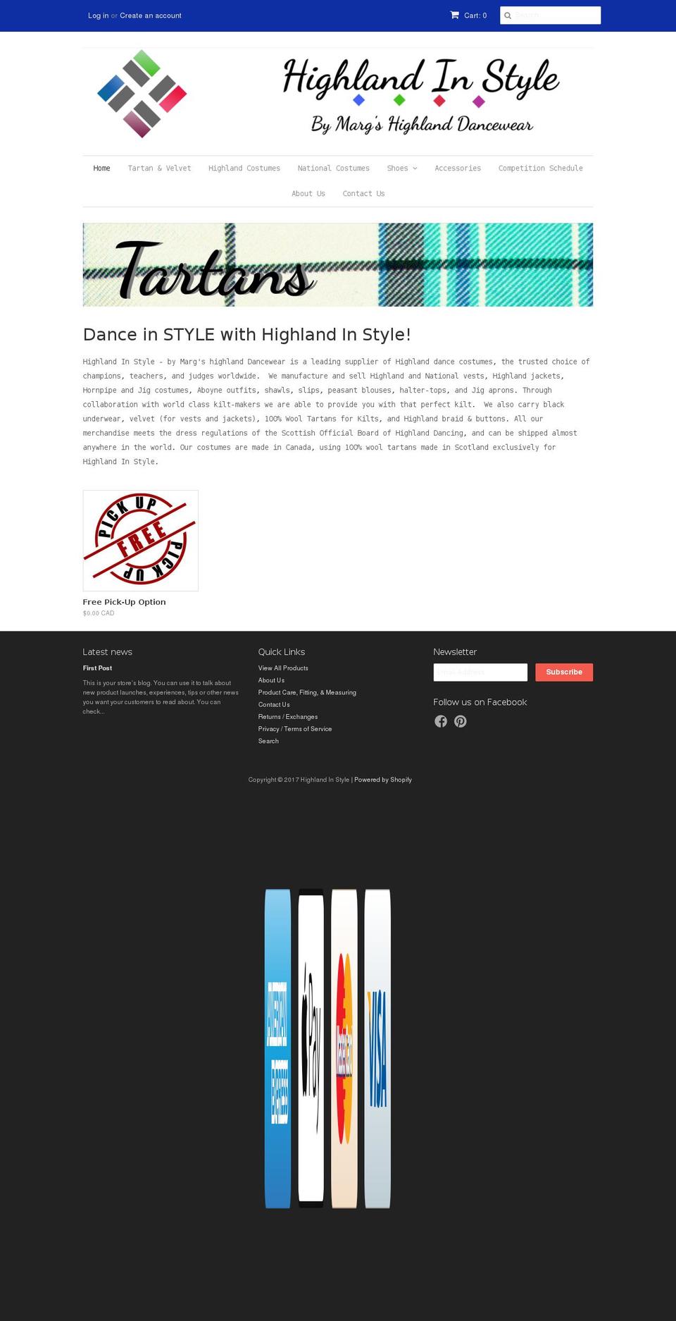 margshighlanddancewear.com shopify website screenshot