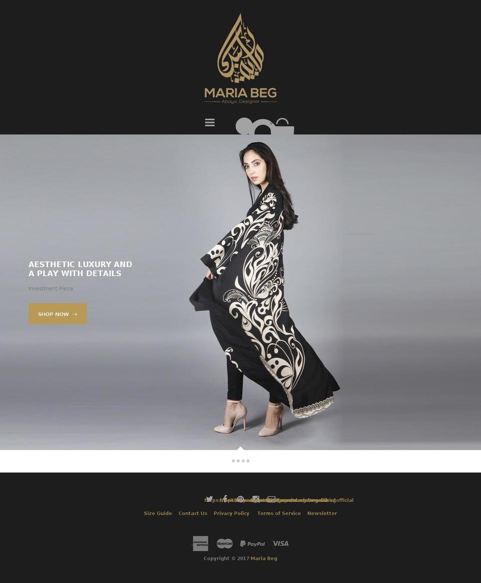 mariabeg.com shopify website screenshot