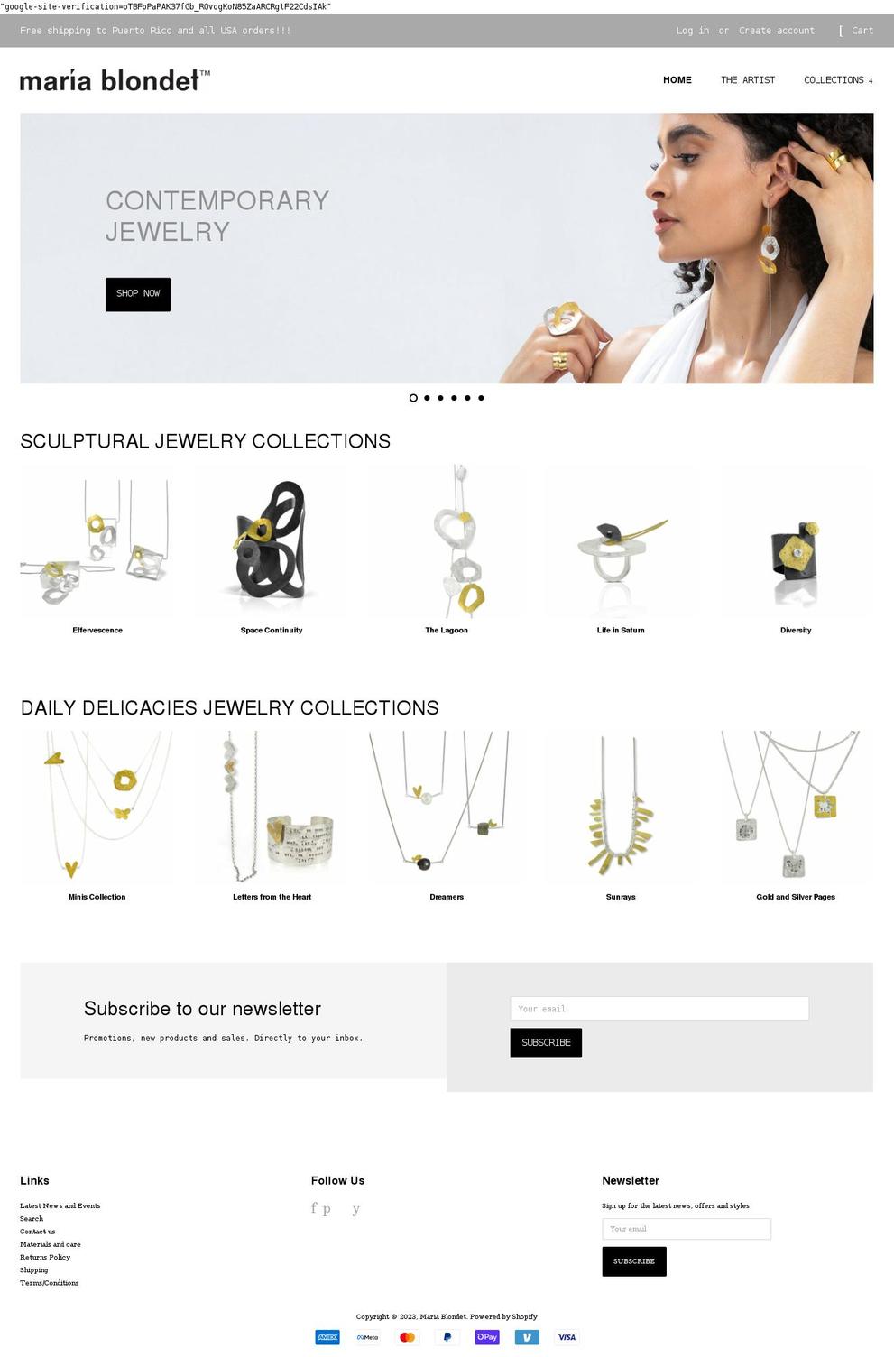 mariablondet.com shopify website screenshot
