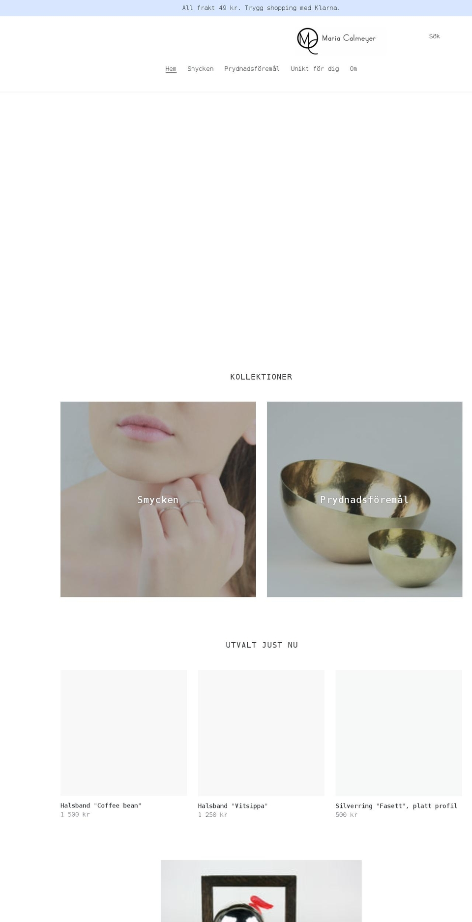 mariacalmeyer.se shopify website screenshot