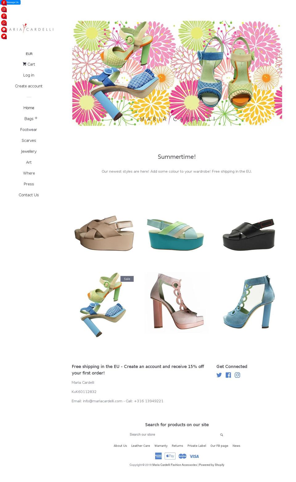 mariacardelli-fashion.com shopify website screenshot