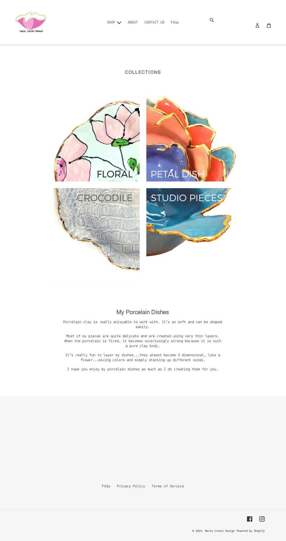 mariacronindesign.com shopify website screenshot