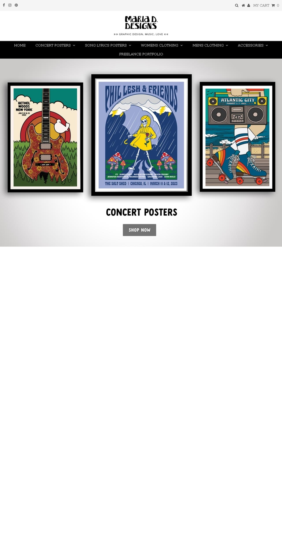 mariad-designs.com shopify website screenshot