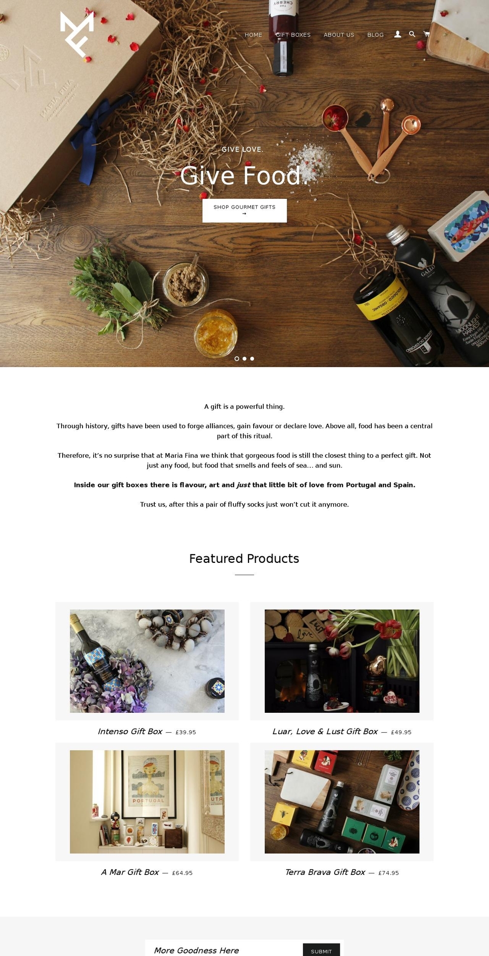mariafinagourmet.com shopify website screenshot