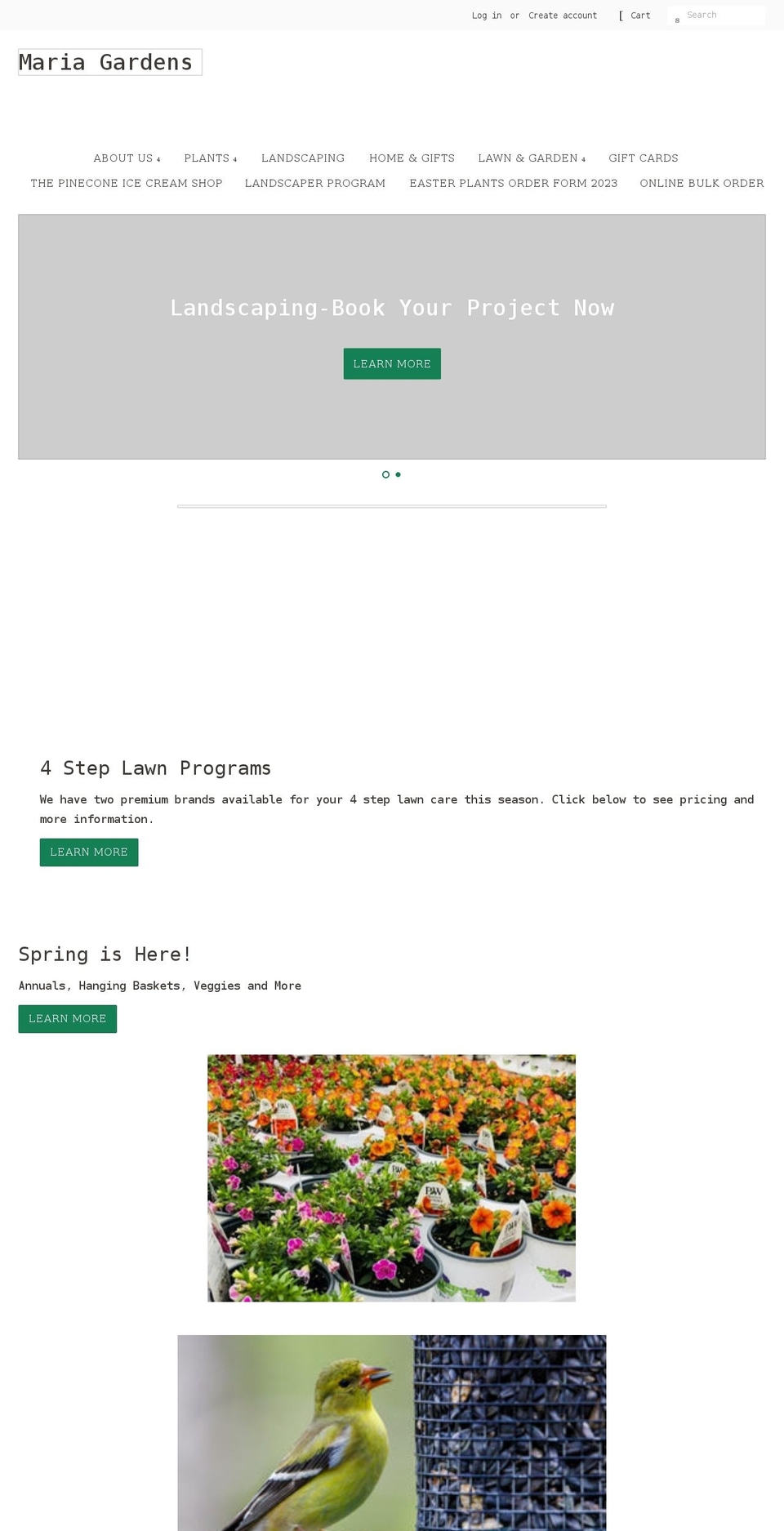 mariagardens.net shopify website screenshot