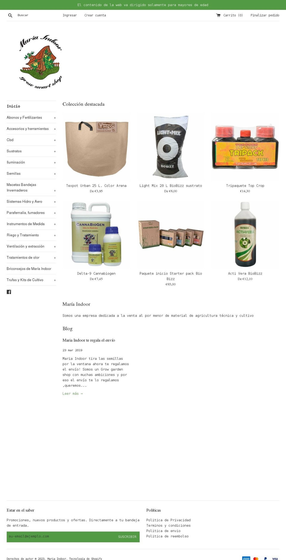 mariaindoor.com shopify website screenshot