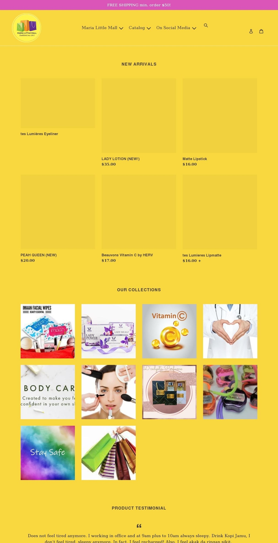 marialittlemall.com — Shopify storefront screenshot