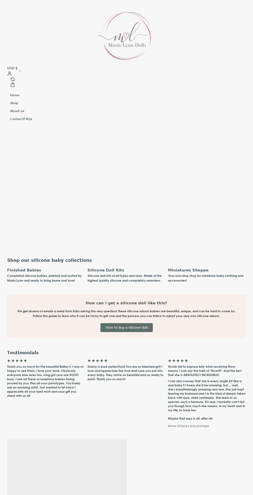 marialynndolls.com shopify website screenshot