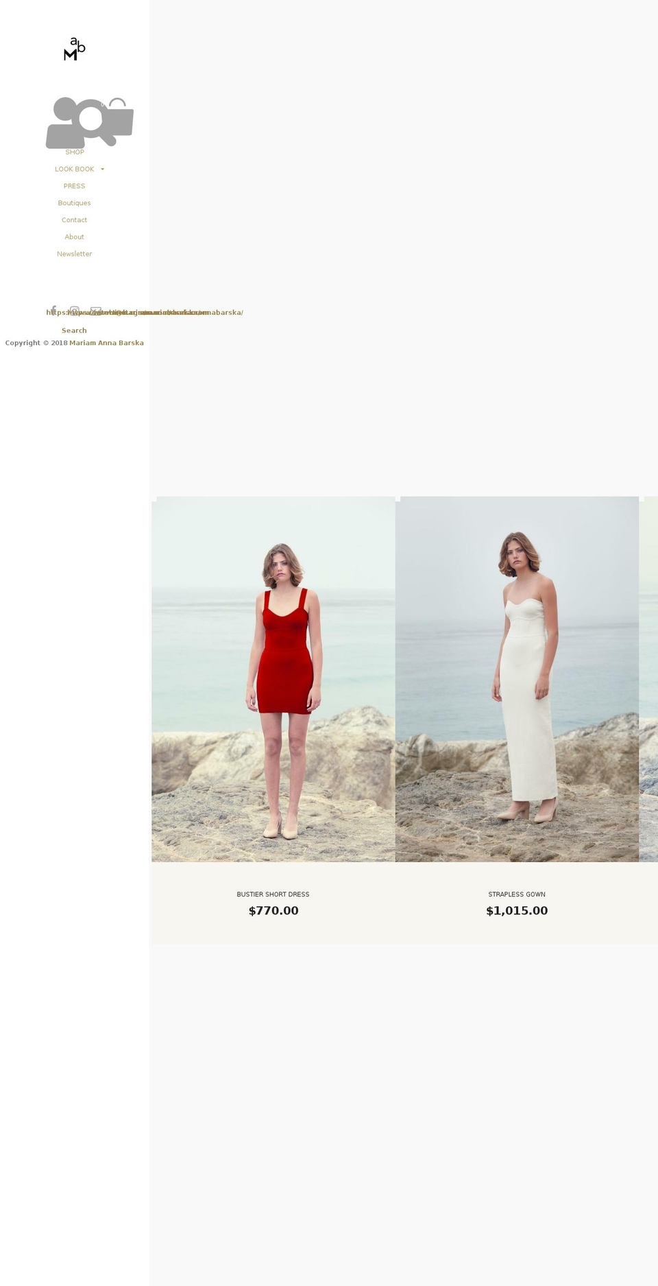 mariamannabarska.com — Shopify storefront screenshot