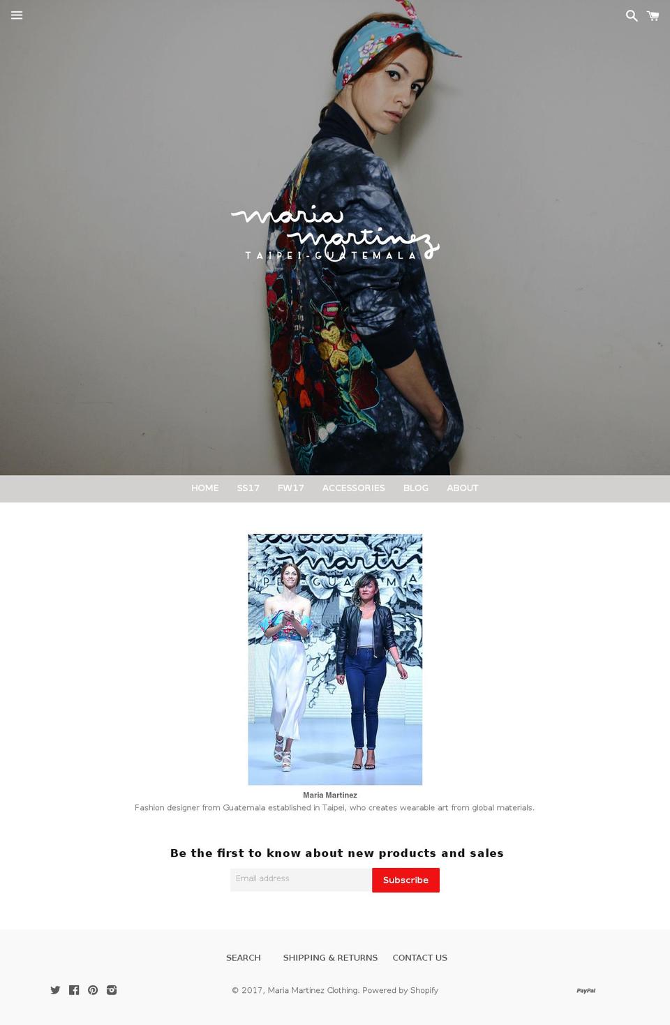 mariamartinezclothing.com shopify website screenshot