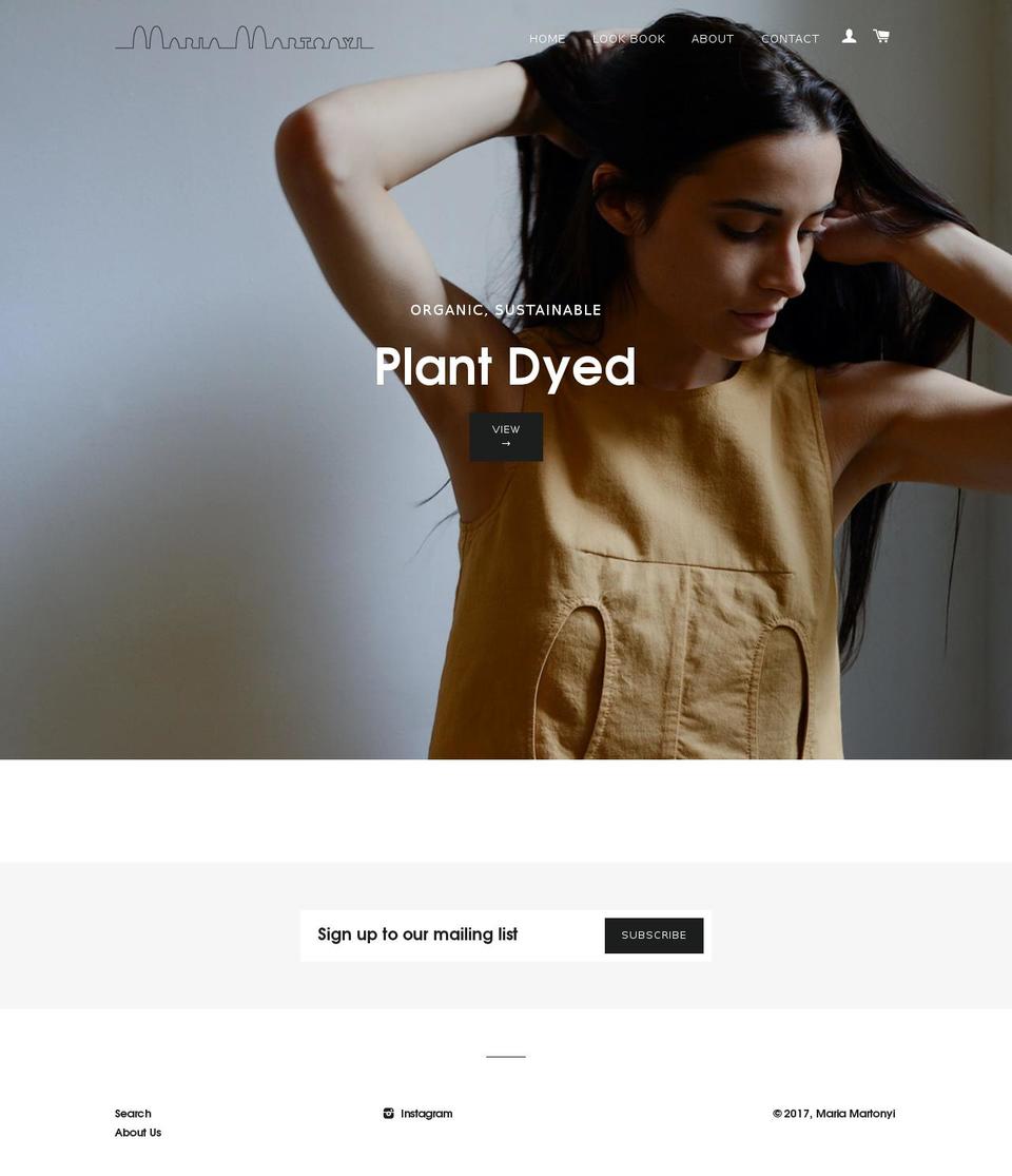 mariamartonyi.com shopify website screenshot