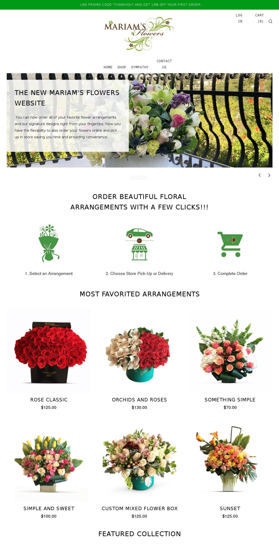mariamsflowers.com shopify website screenshot