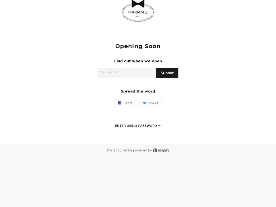 mariamz.com shopify website screenshot