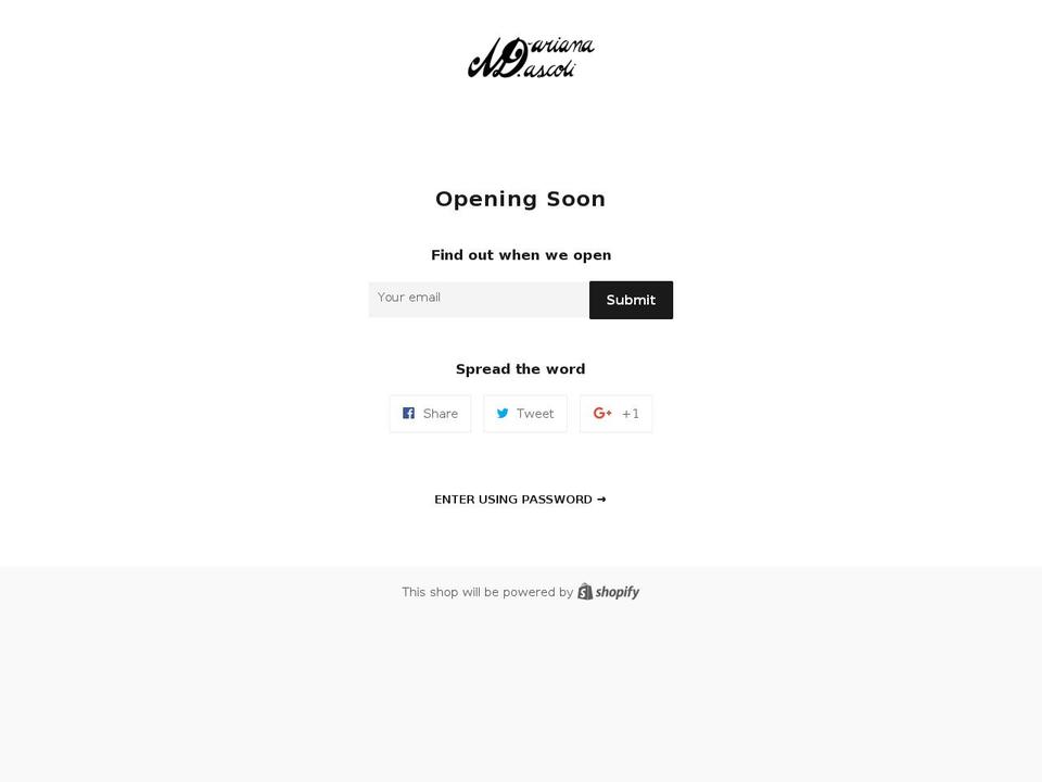 marianadascoli.com — Shopify storefront screenshot