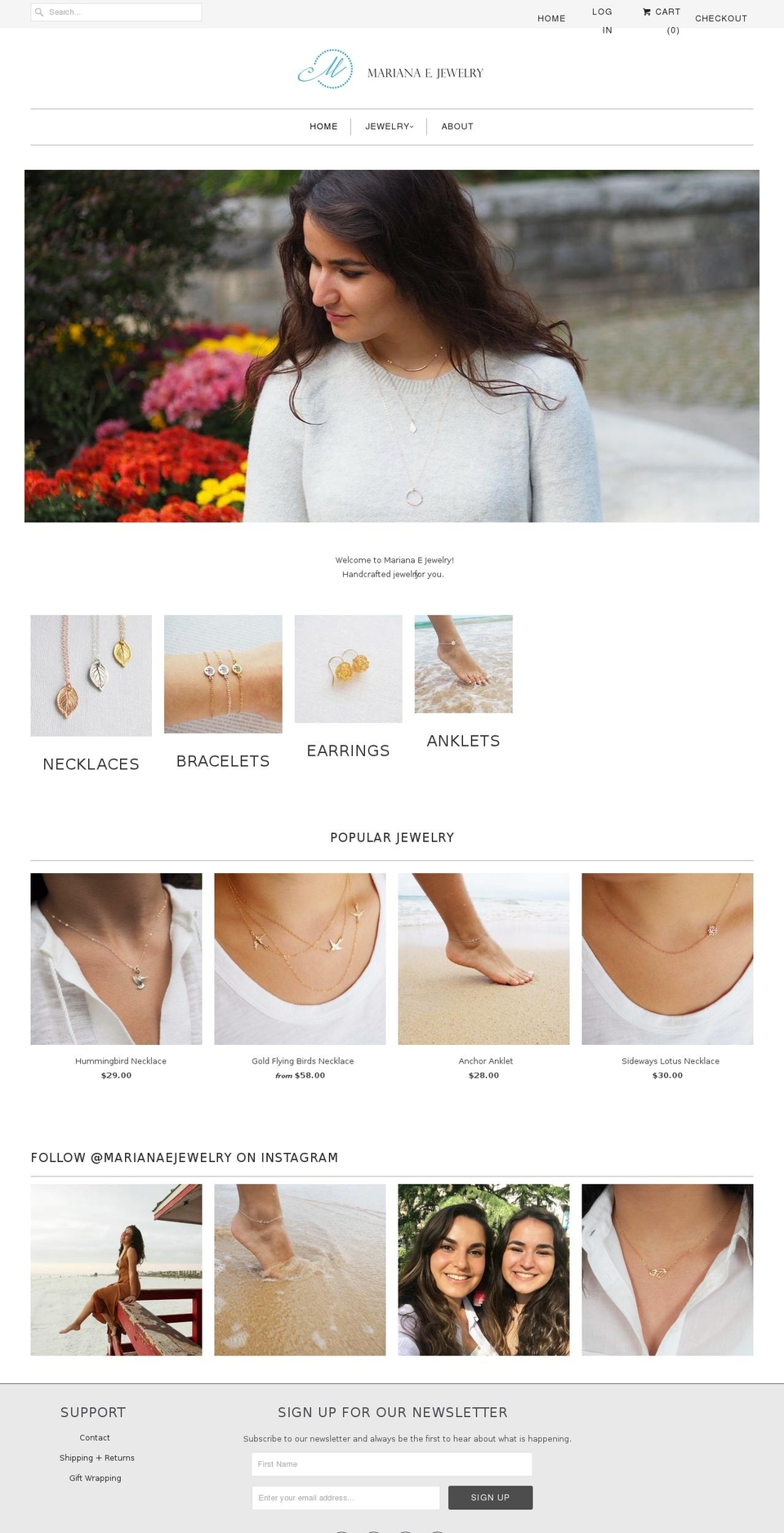 marianaejewelry.com shopify website screenshot