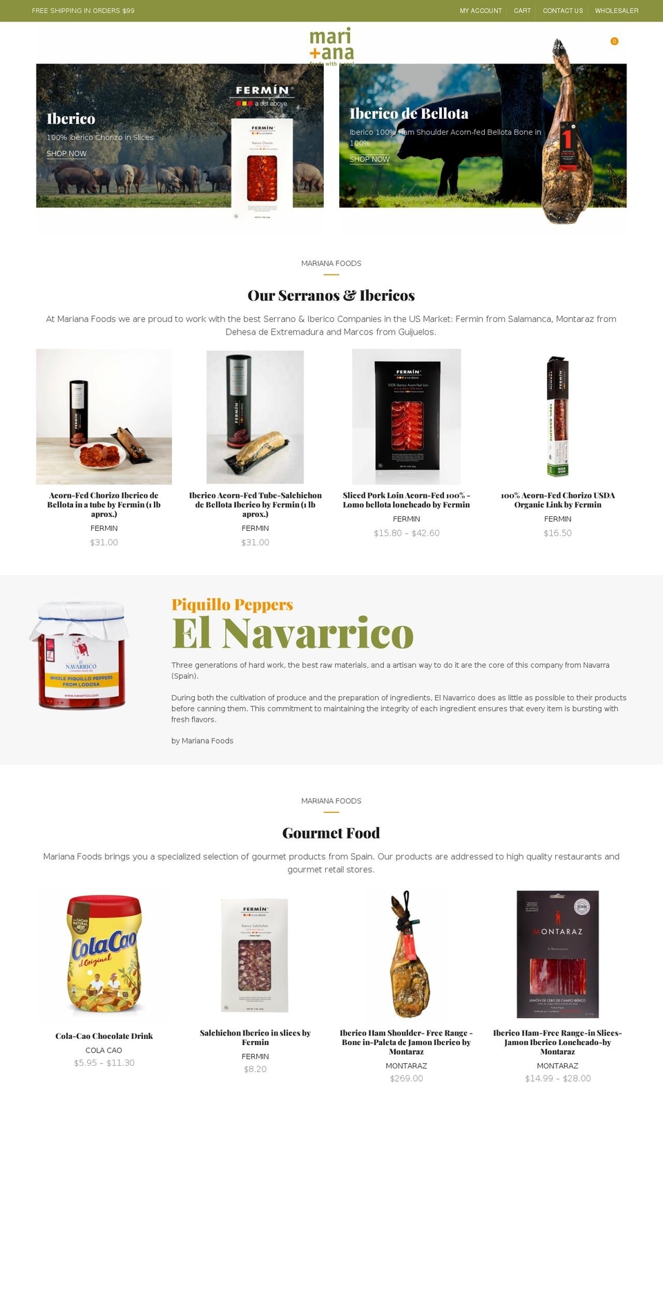 marianafoods.us shopify website screenshot