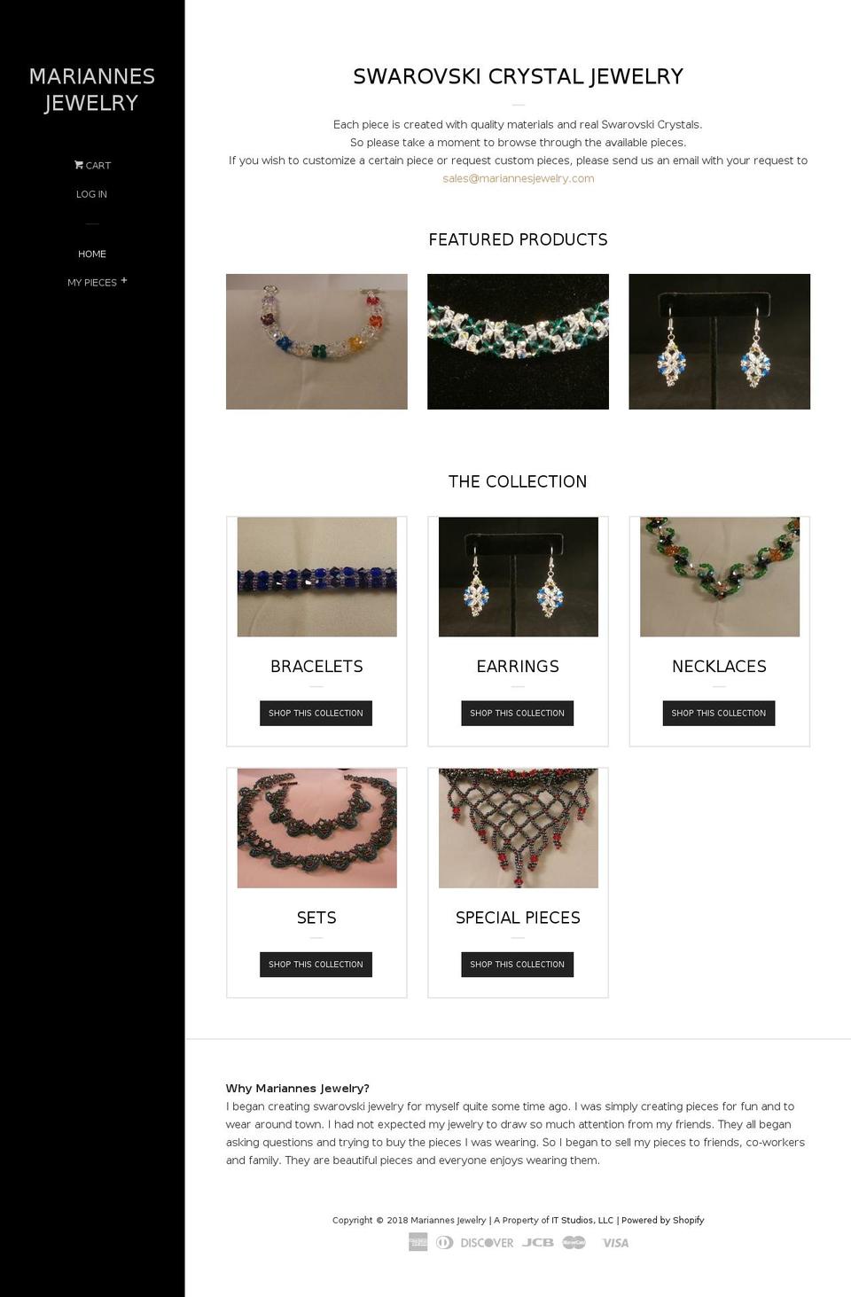 mariannesjewelry.net shopify website screenshot