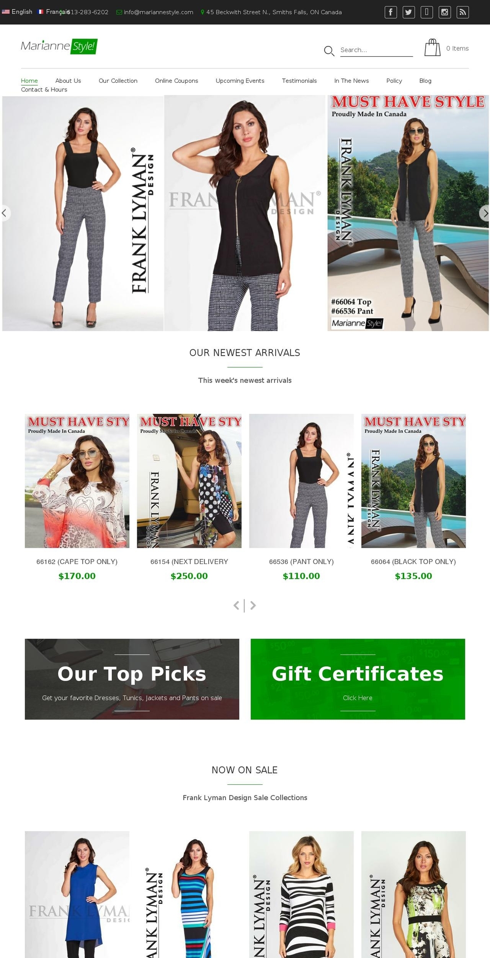 mariannestyle.ca shopify website screenshot