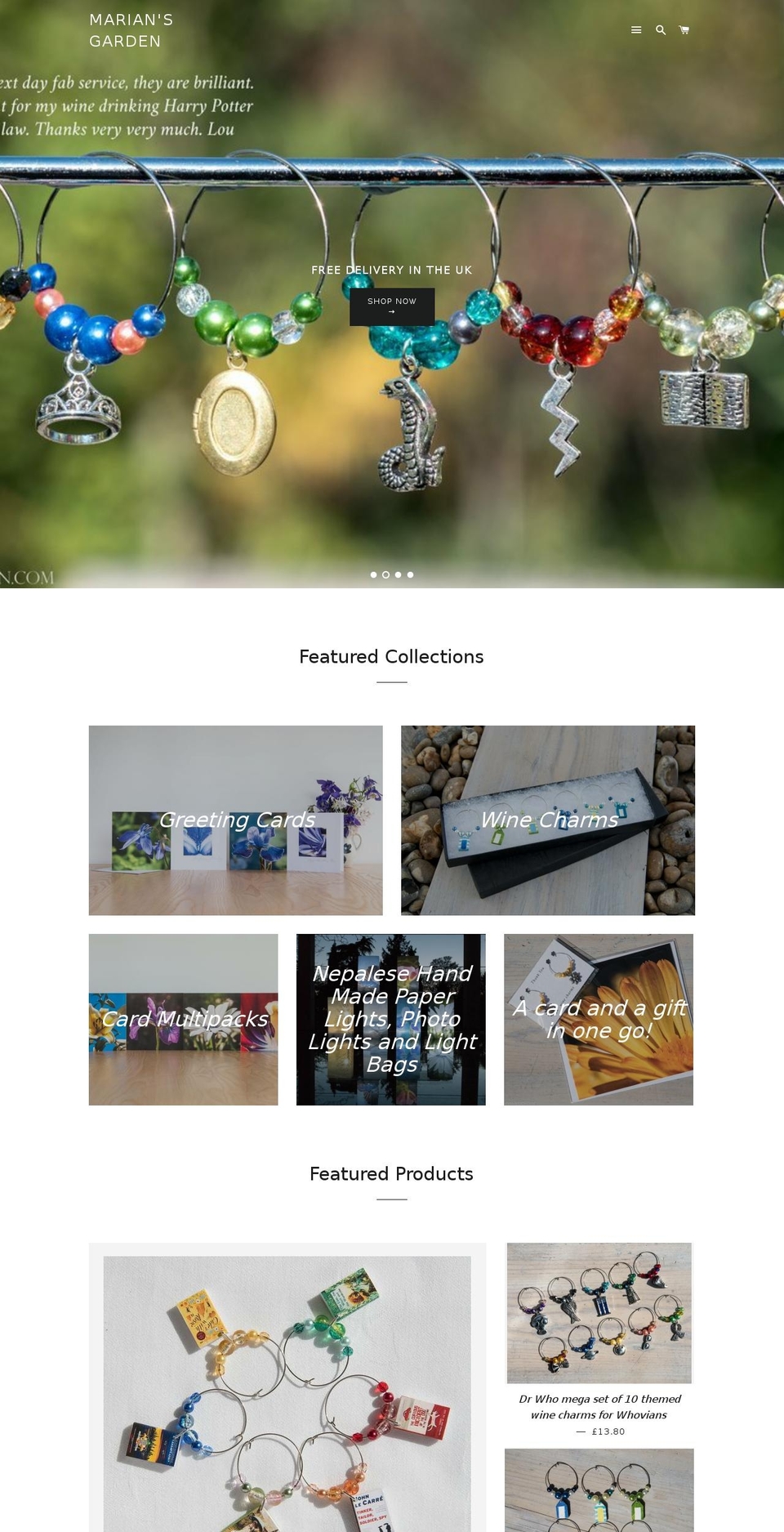 mariansgarden.com — Shopify storefront screenshot