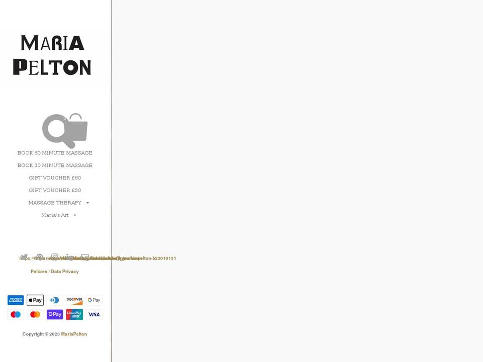 mariapelton.com shopify website screenshot