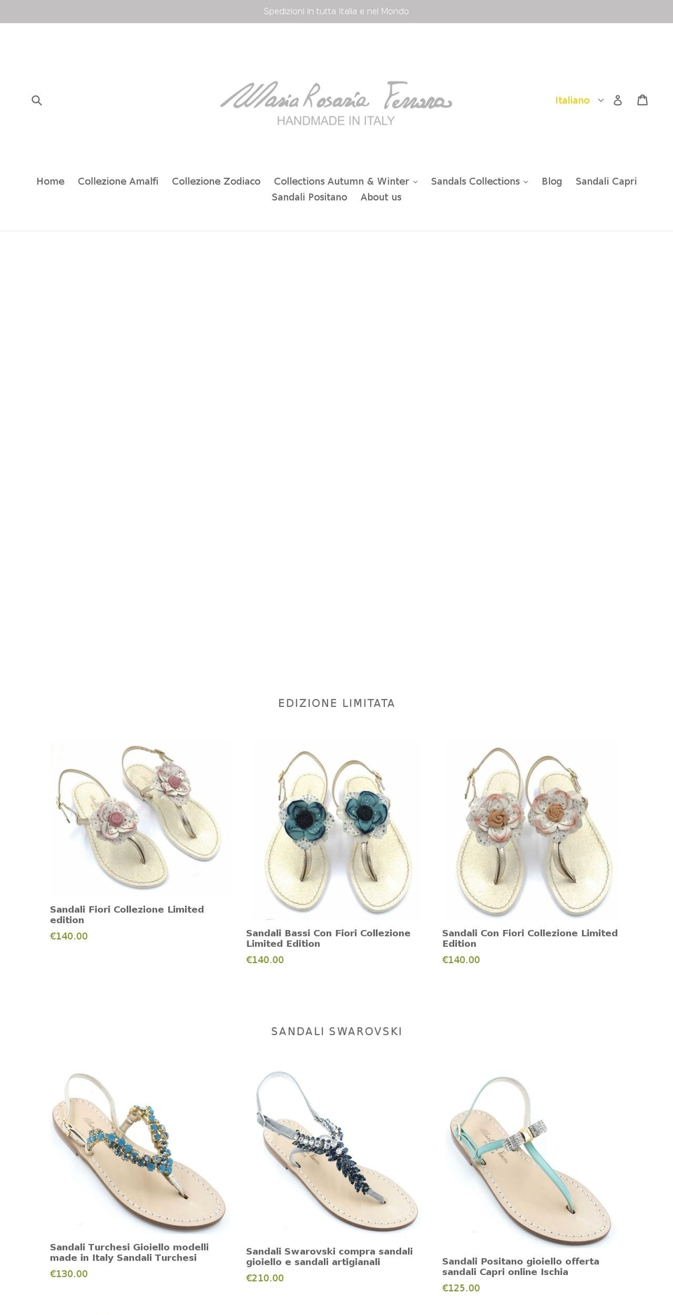 mariarosariaferrara.com shopify website screenshot