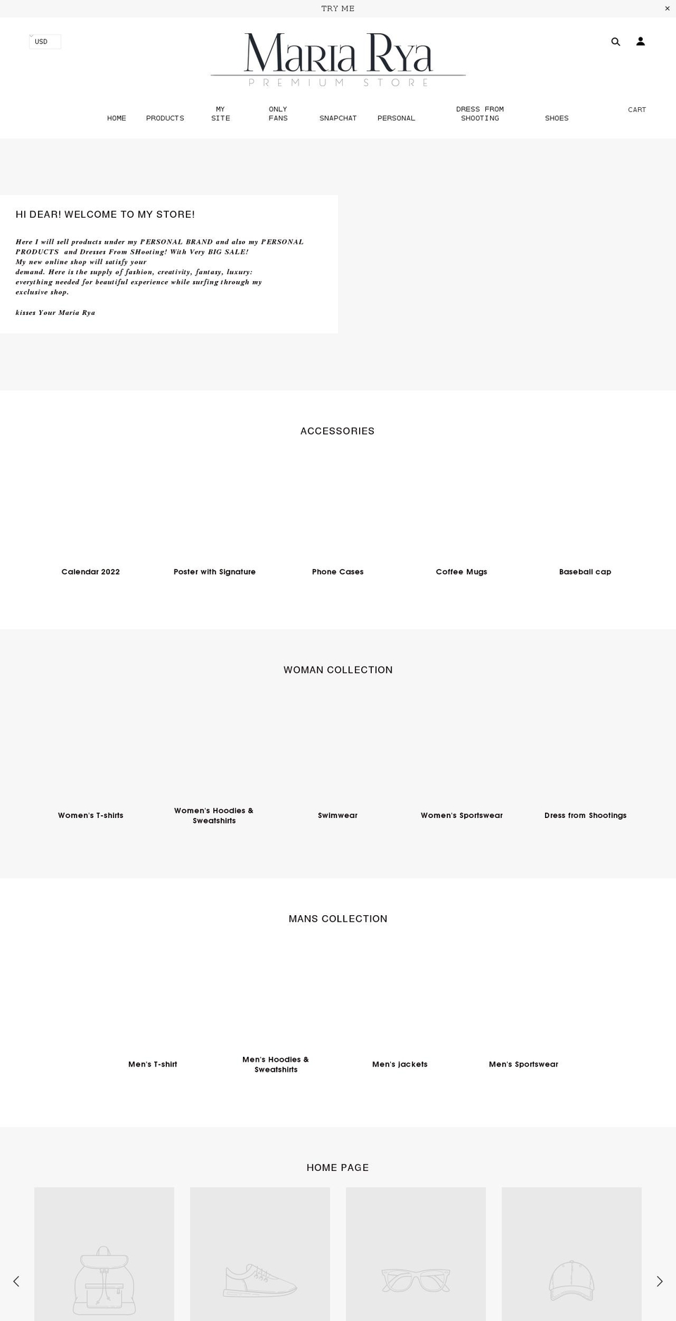 mariarya.com shopify website screenshot
